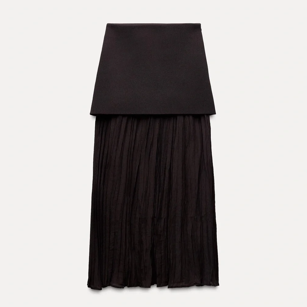 SOLD! Zara Mixed Pleated Skirt L - Picture 6 of 9